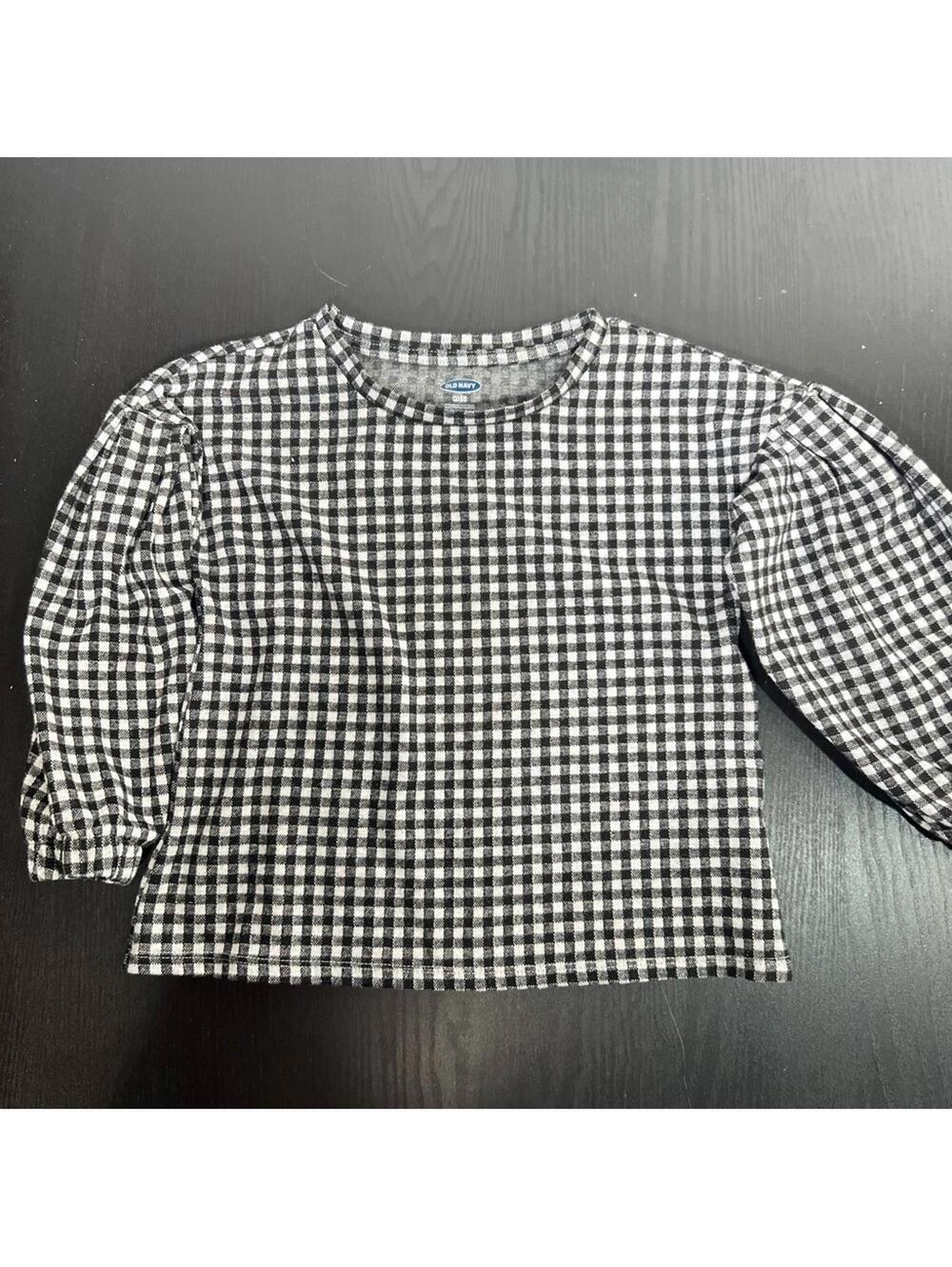 Old Navy Black and White Checkered Kids Sweater